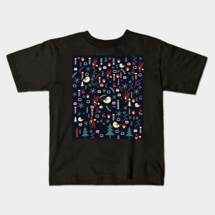 Christmas pattern with cute birds Kids T-Shirt